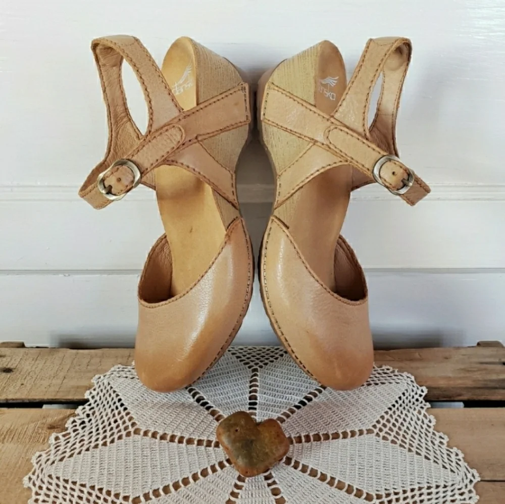 Champagne Dansko Tiffani Mary Jane Clog Sandal Strappy Slingback Boho 39 42 - Picture 4 of 8